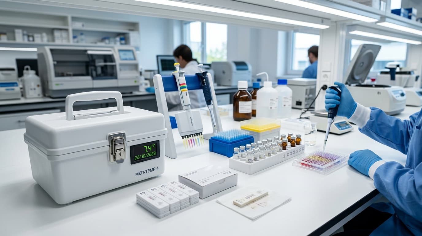 IVD diagnostic test kits and cold-chain temperature-logged reagents