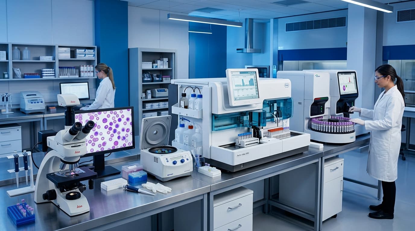 Automated clinical chemistry and hematology laboratory analyzers
